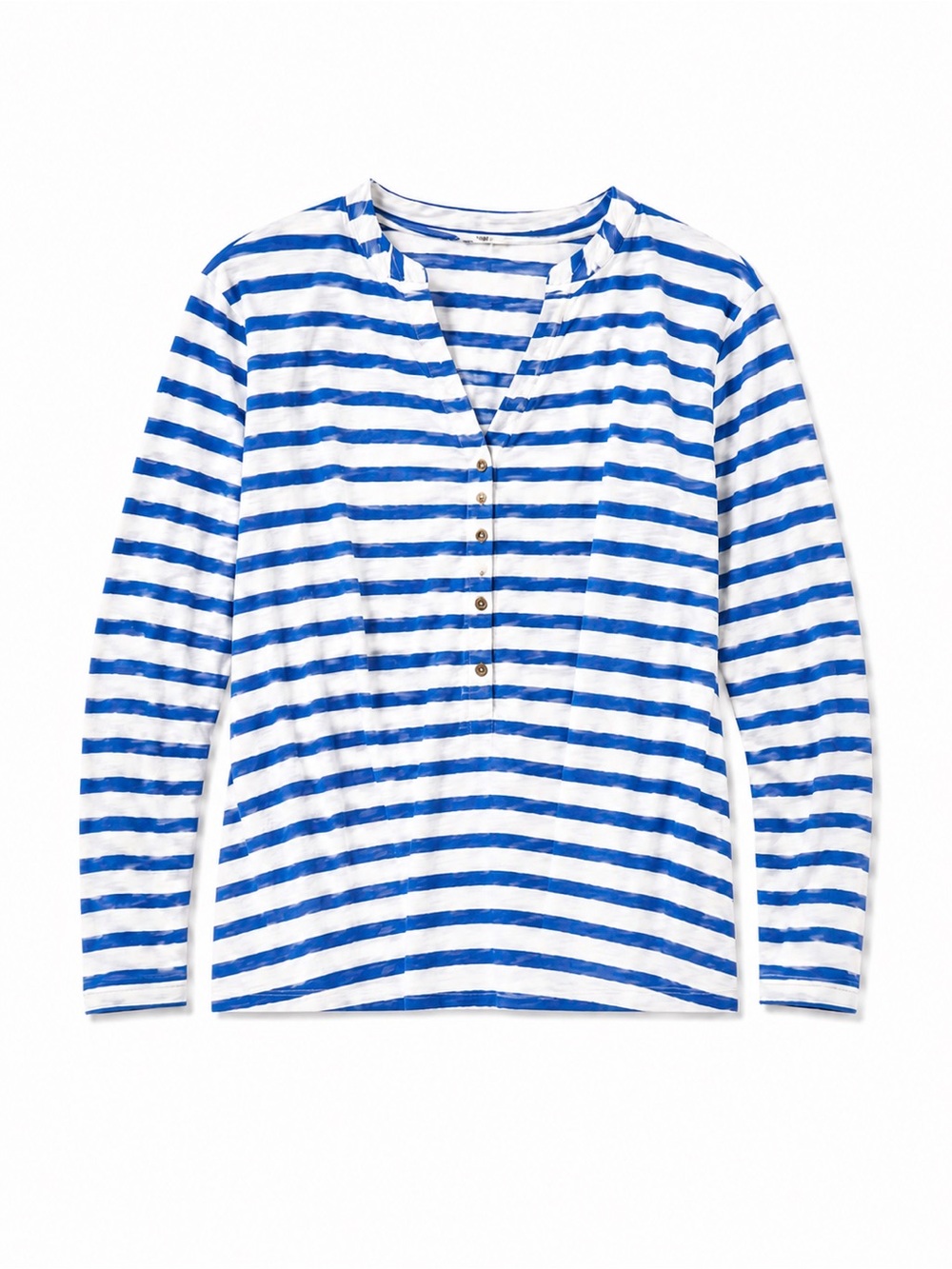 GRAND & GREENE BLUE AND WHITE STRIPED BUTTON DOWN TOP